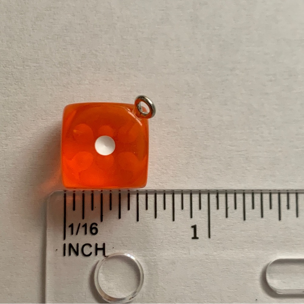 Single Orange Dice Charm Pendant - Picture 11 of 11